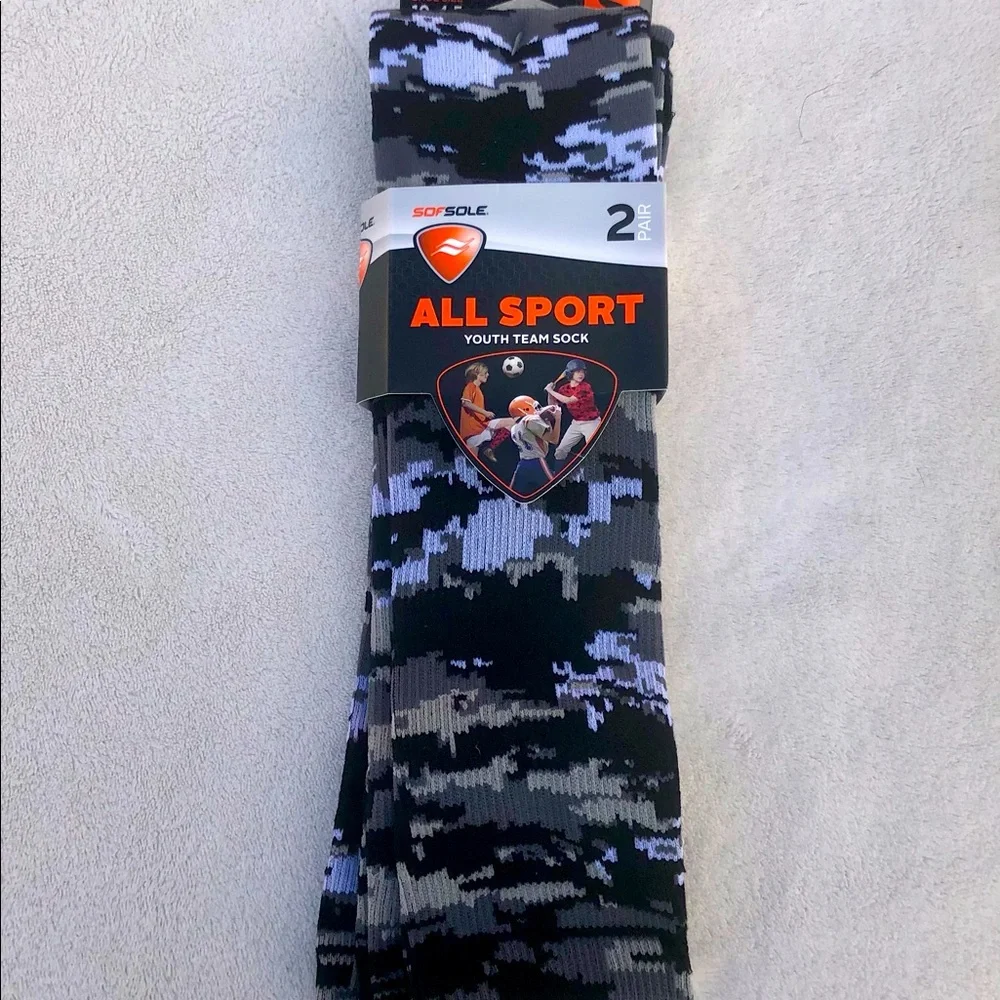 Camo New SOFSOLE  Socks-2 Pair Youth Size 10-4.5